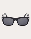 Tom Ford Women's Nico Square-frame Shiny Black And Smoke Injected Sunglasses In Black/smoke