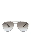 Ferragamo 60mm Aviator Sunglasses In Shiny Ruthenium