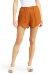 Vitamin A Tallows Stripe Linen Cover-up Shorts In Ecolinen Cocoa