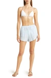 Vitamin A Tallows Stripe Linen Cover-up Shorts In Ecolinen Celeste