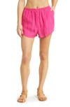 Vitamin A Tallows Stripe Linen Cover-up Shorts In Ecolinen Zinnia