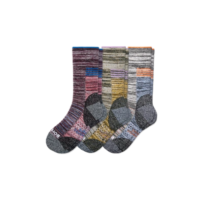 Bombas Hiking Performance Calf Sock 3-pack In Ecru Coral Mix