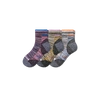 Bombas Hiking Performance Quarter Sock 3-pack In Ecru Wine Mix