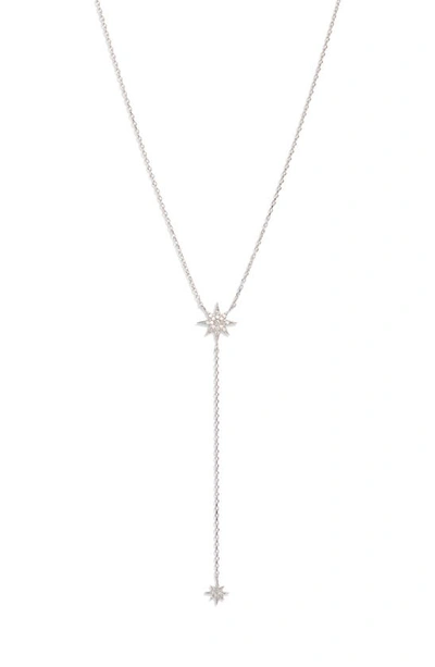 Anzie White Sapphire Star Y-necklace In Silver/ White