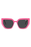 Quay Contoured 45mm Polarized Cat Eye Sunglasses In Hot Pink,black Polarized