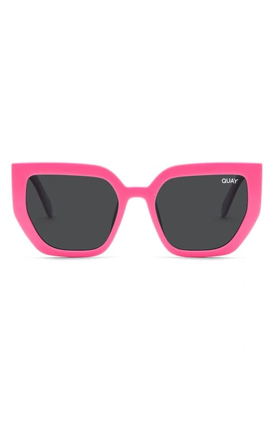 Quay Contoured 45mm Polarized Cat Eye Sunglasses In Hot Pink,black Polarized