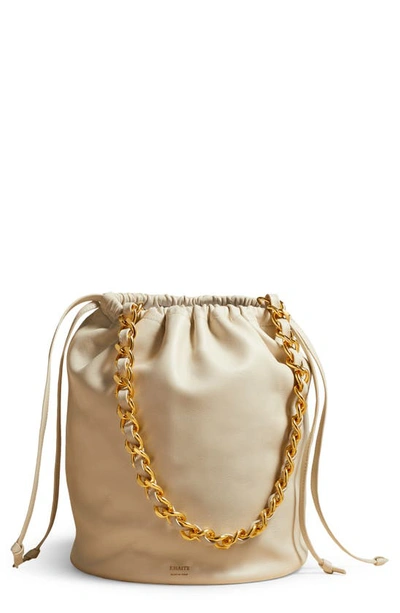 Khaite Small Aria Leather Bucket Bag In Wollweiss