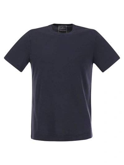 Fedeli Crew-neck Cotton T-shirt In Blue