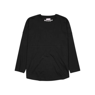 Palm Angels Logo-print Fleece-back Cotton-jersey Sweatshirt In Black
