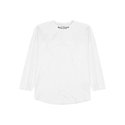 Palm Angels Logo Neck Black Cotton Top In White