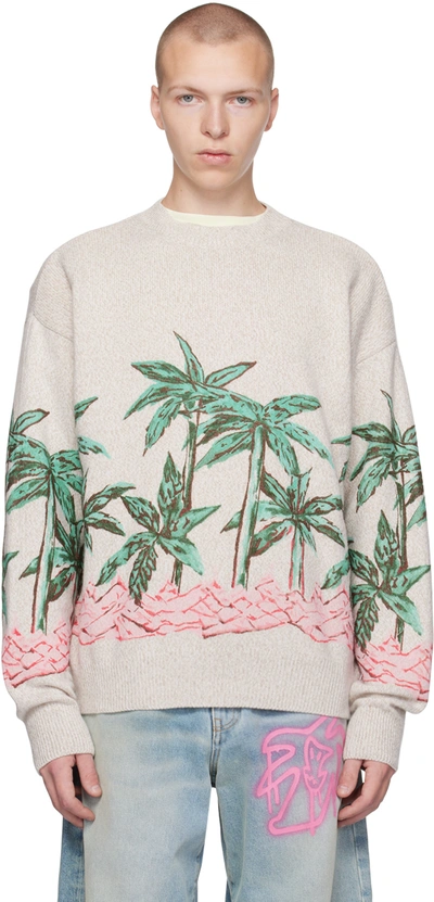 Palm Angels Palms Row Sweatshirt In Beige