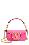 Valentino Garavani Micro Locò Leather Shoulder Bag In Pink