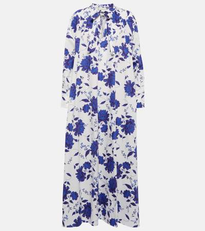 Emilia Wickstead Kirby Floral-print Poplin Kaftan In Blue