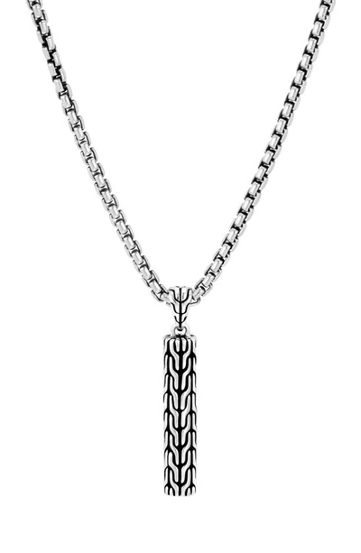 John Hardy Sterling Silver Classic Chain Bar Pendant Necklace