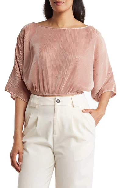 Renee C Plissé Crop Top In Rose