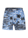 Hugo Boss Seasonal-print Swim Shorts In Quick-drying Fabric In Light Blue