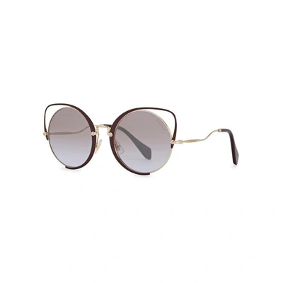 Miu Miu Burdgundy Cat-eye Sunglasses In Brown