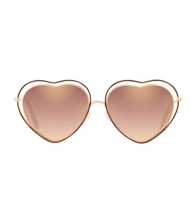 Chloé Poppy Heart-shaped Sunglasses In Brown