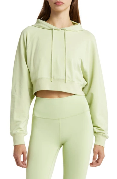 Alo Yoga Double Take French Terry Crop Hoodie In Iced Green Tea