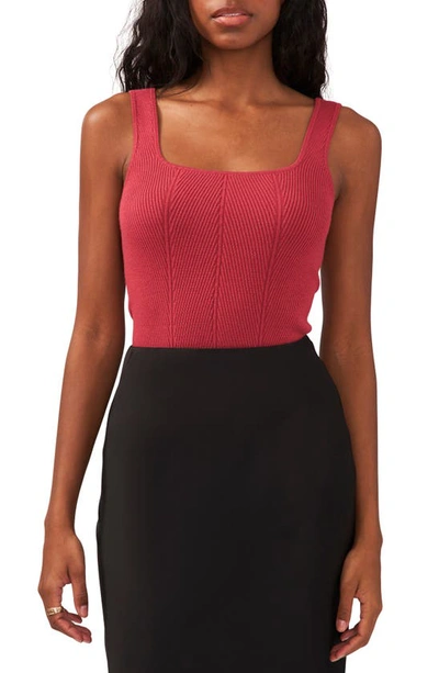 Halogen Transfer Rib Sweater Tank In Earth Red