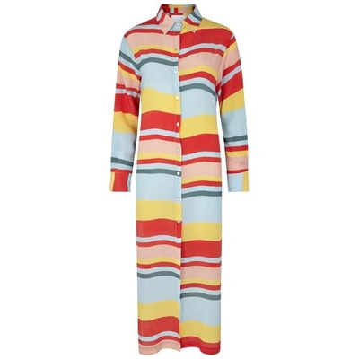 Asceno Striped Silk Shirt Dress In Multicoloured