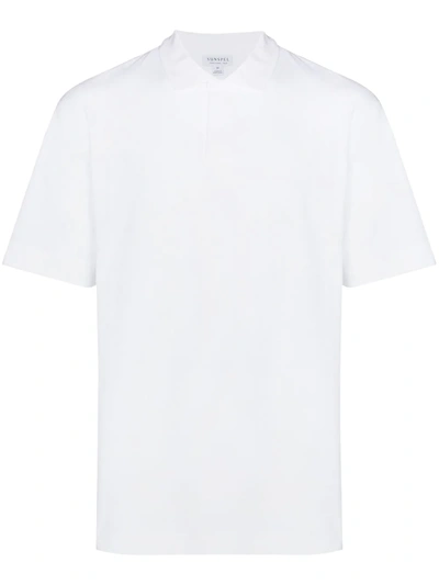 Sunspel Terry Short-sleeve Polo Shirt In White