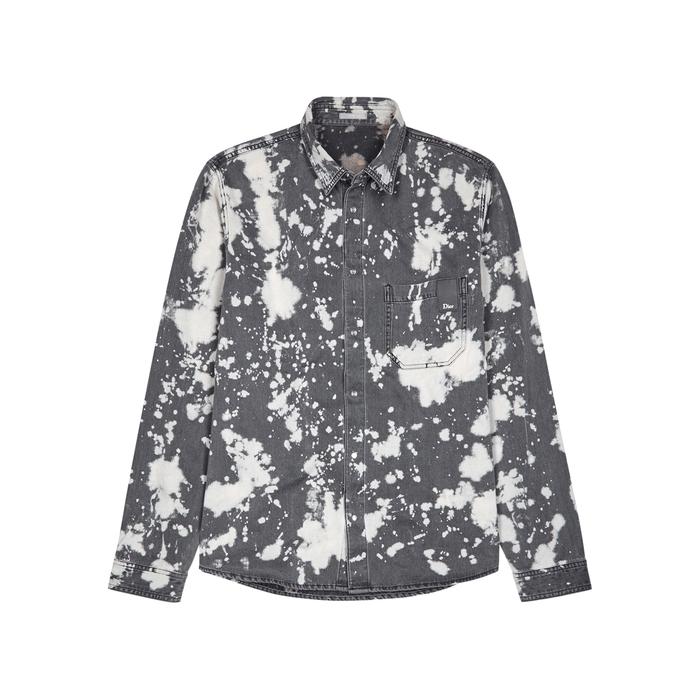 Dior Homme Grey Bleached Denim Shirt | ModeSens