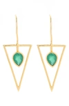 Saachi Minimalist Stone Drop Earrings In Emerald Green