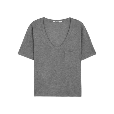 Alexander Wang T T By Alexander Wang Grey Cropped Jersey T-shirt