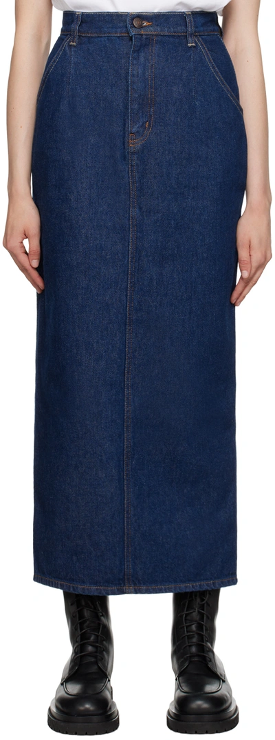 Magda Butrym Blue Vented Denim Maxi Skirt