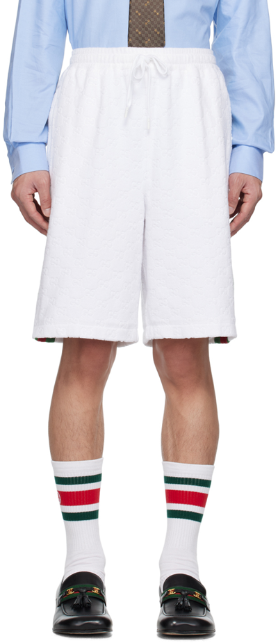 Gucci White Gg Shorts In White Mix