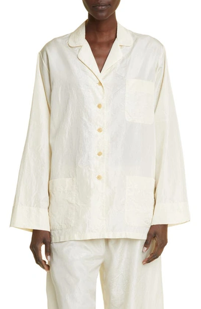 The Row Morpheus Washed Silk Taffeta Button-up Shirt In Off White