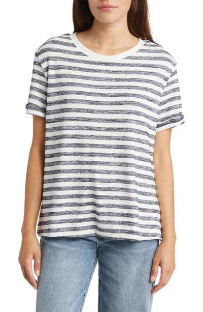Caslon Ease Stripe Crewneck T-shirt In Navy- White Charm Stripe