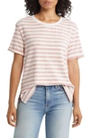 Caslon Ease Stripe Crewneck T-shirt In Pink Desert White Charm Stripe