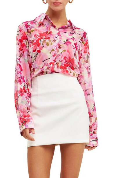 Endless Rose Floral Print Oversize Shirt In Multi