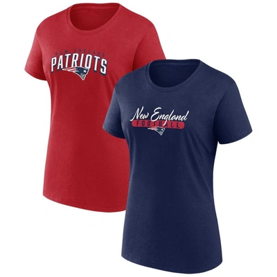 Fanatics Branded  Navy/red New England Patriots Fan T-shirt Combo Set In Navy,red
