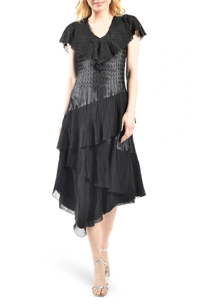 Komarov Flutter Sleeve Dress In Black