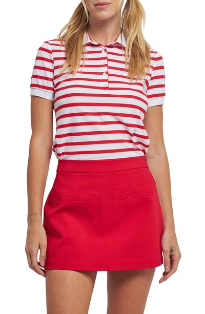 English Factory Stripe Polo Shirt In Red