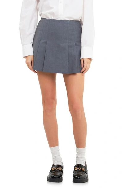 English Factory Pleated Skort In Heather Grey