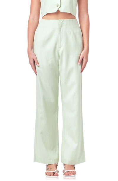 English Factory High Waist Wide Leg Trousers In Green
