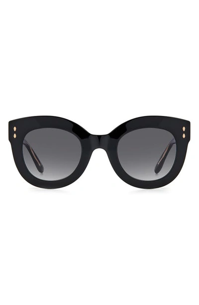 Isabel Marant 49mm Gradient Round Sunglasses In Black / Grey Shaded