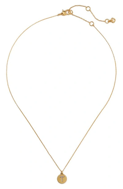 Kate Spade Pavé Mini Initial Pendant Necklace In Clear/ Gold T