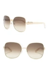 Ferragamo 59mm Oversized Sunglasses In Light Gold/ivory