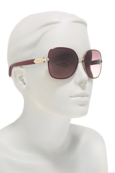 Ferragamo 59mm Oversized Sunglasses In Light Gold/bordeaux