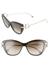 Ferragamo 55mm Cat Eye Sunglasses In Black