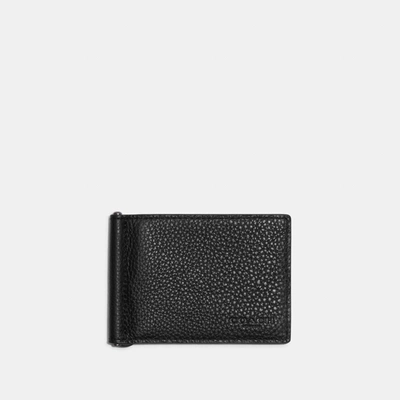 Coach Outlet Slim Money Clip Billfold Wallet In Black