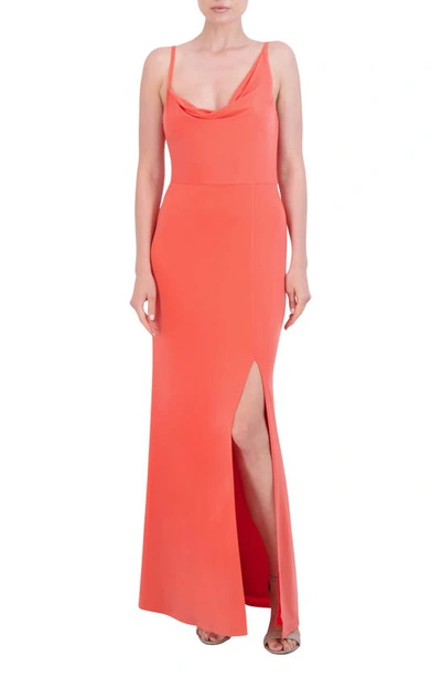 Laundry By Shelli Segal Asymmetric Cowl Neck Dress In Coral