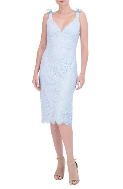 Laundry By Shelli Segal Tie Strap Lace Dress In Cashmere Blue