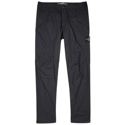 Stone Island Fatigue Cotton Blend Cargo Trousers In Navy
