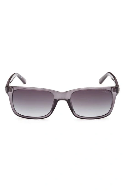 Guess 55mm Rectangular Sunglasses In Grey / Gradient Smoke